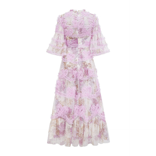Sweet Temperament Dress Simple Unique Round Neck Short Sleeve Long Dress Beach Vacation Outfit Skirt