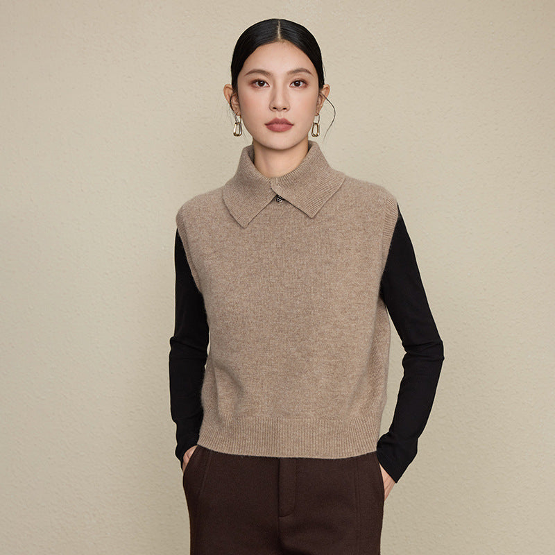 The Sculpted Cashmere-Wool Polo Vest Elegant Camel S 3E13EF4BE606CBF645F2DE33EF285887