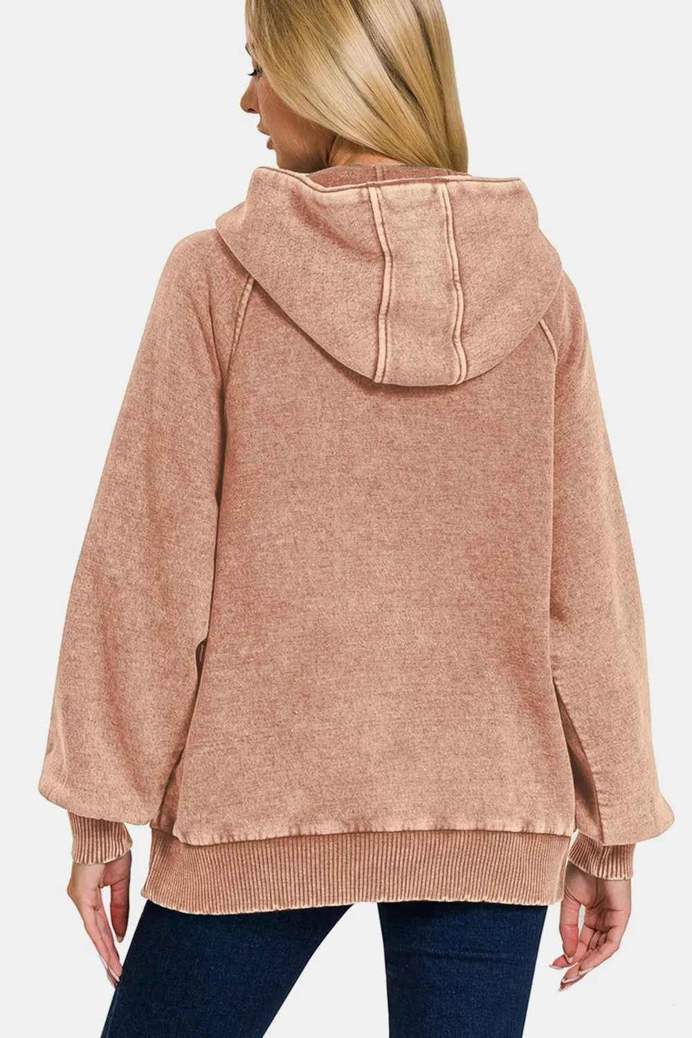 Zenana Acid Wash Fleece Kangaroo Hoodie 3a08fbef-b3d4-4bf2-8513-8da6917c16dc-Max