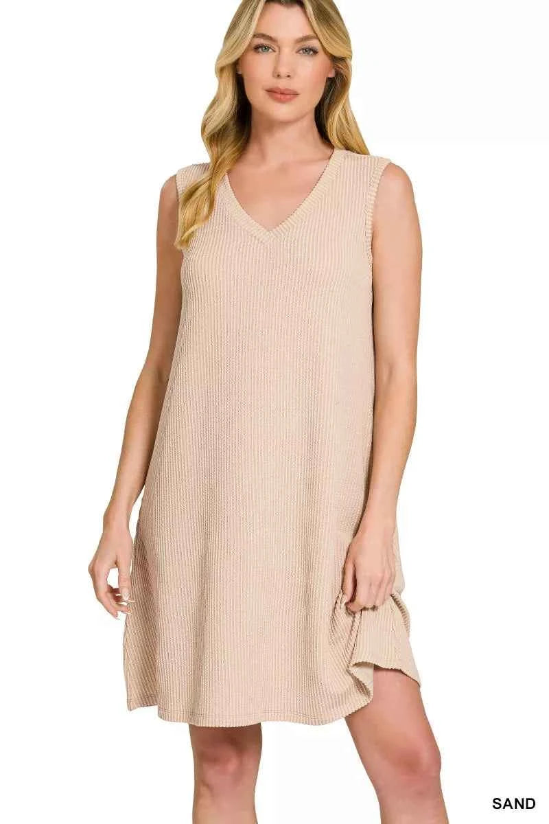 Zenana Raised Rib Sleeveless Mini Dress SAND 3a19d91175164ef78a53aed053ca5b84-Max-Origin