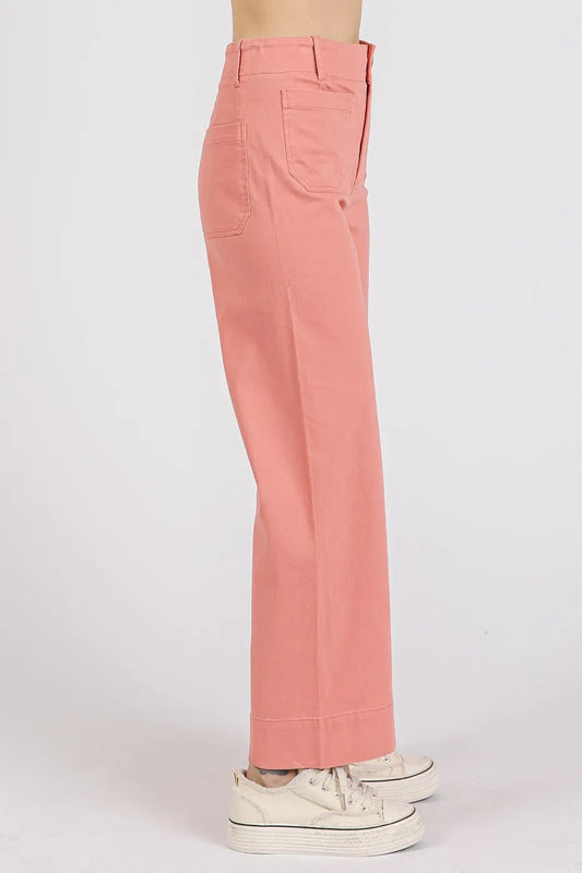 Twill Patch Pocket High Rise Wide Leg Pants 3a1d88b2d82a412180b54a07787388c2-Max-Origin