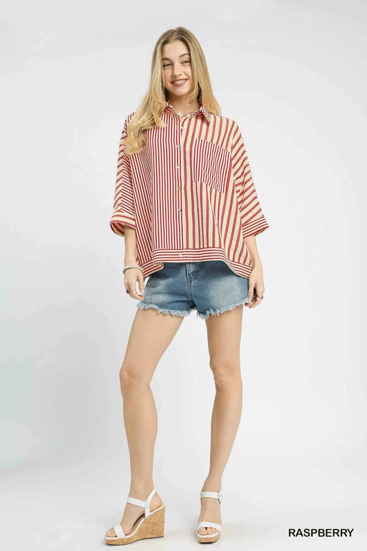 Mixed Stripe Oversized Button Down Top 3a21c9cb-7c2b-4032-82f0-a234f337114d-Max-Origin