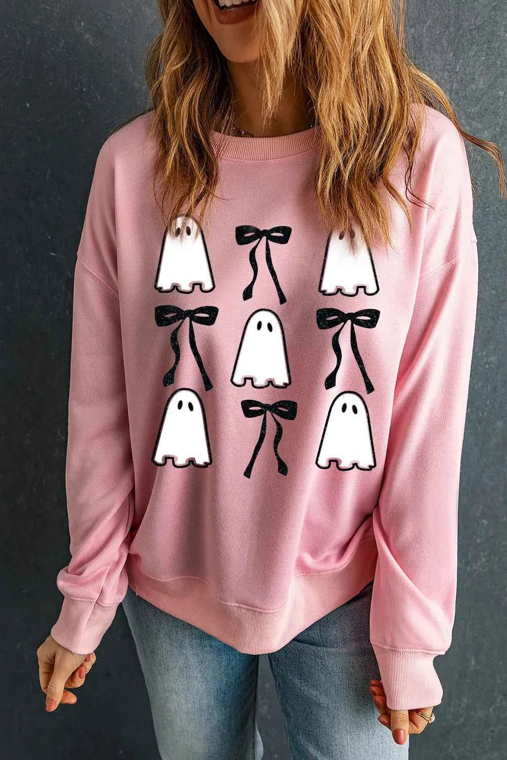 Ghost & Bow Round Neck Long Sleeve Sweatshirt 3a241113-76eb-4b43-8578-506d25881531-Max