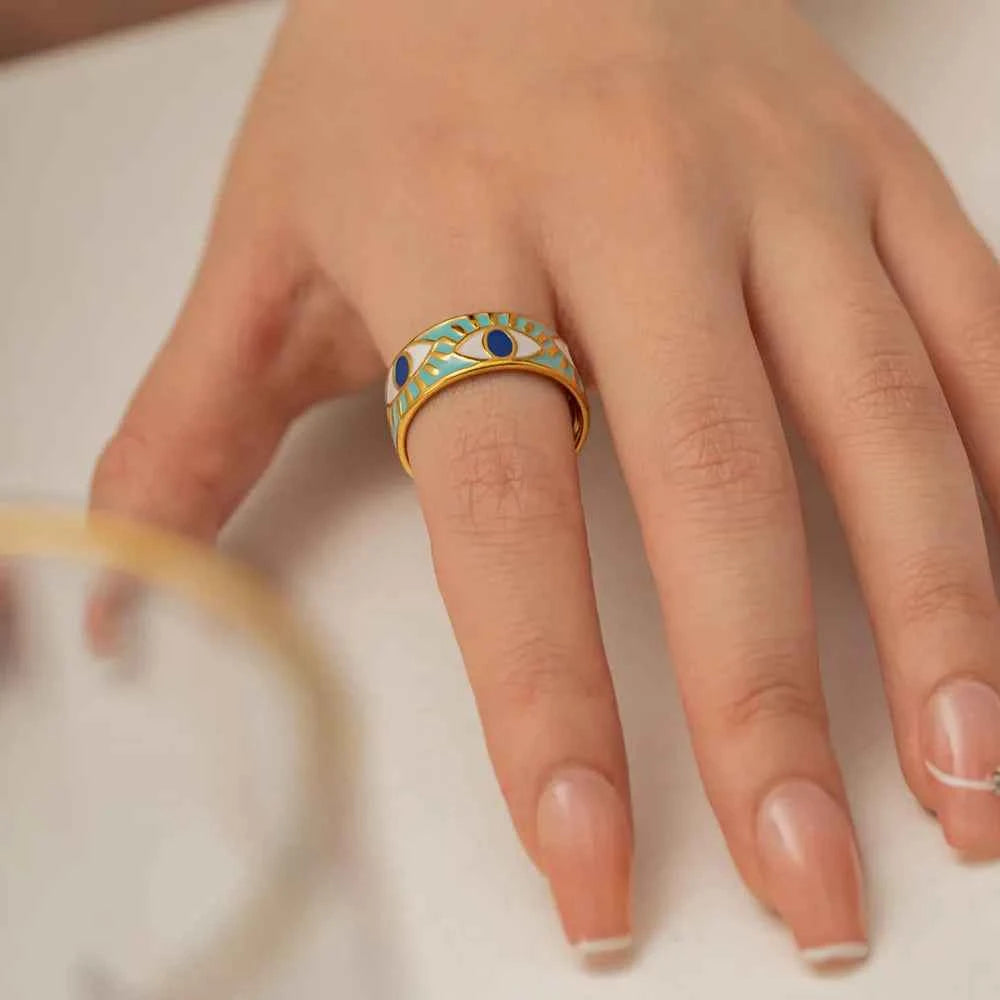 Stainless Steel Evil Eye Ring Gold One Size 3a2d499b-cb88-463a-8368-aefacf5d86df-Max-Origin