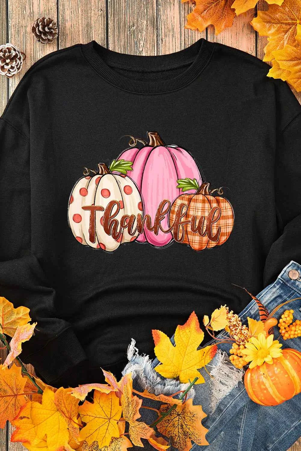 Pumpkin Graphic Round Neck Dropped Shoulder Sweatshirt 3a2f91f7-e5b5-4165-9f8c-e33977615ff4-Max