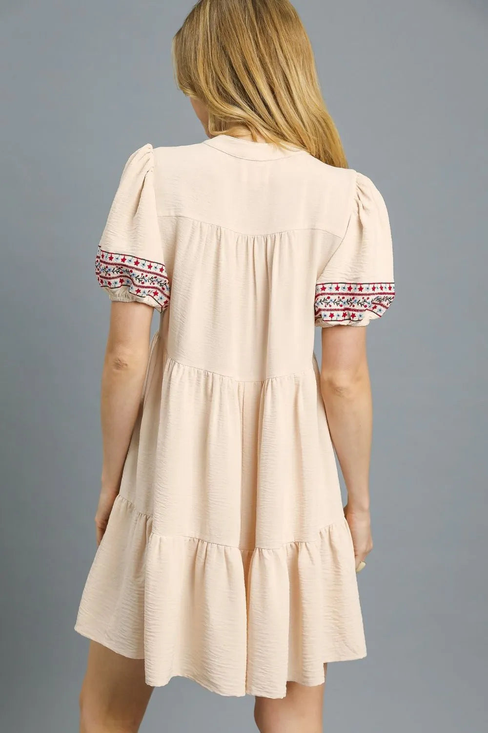 Umgee Floral Trim Puff Sleeve Mini Dress 3a34ce14-f128-41b0-9534-038f4d419471-Max-Origin