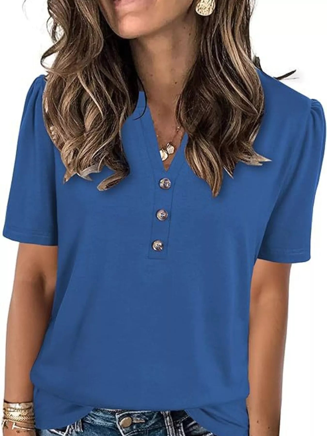 Full Size Notched Short Sleeve Blouse Plus Size 3a43d7b22d994900bde8a1779009d5e0-Max-Origin