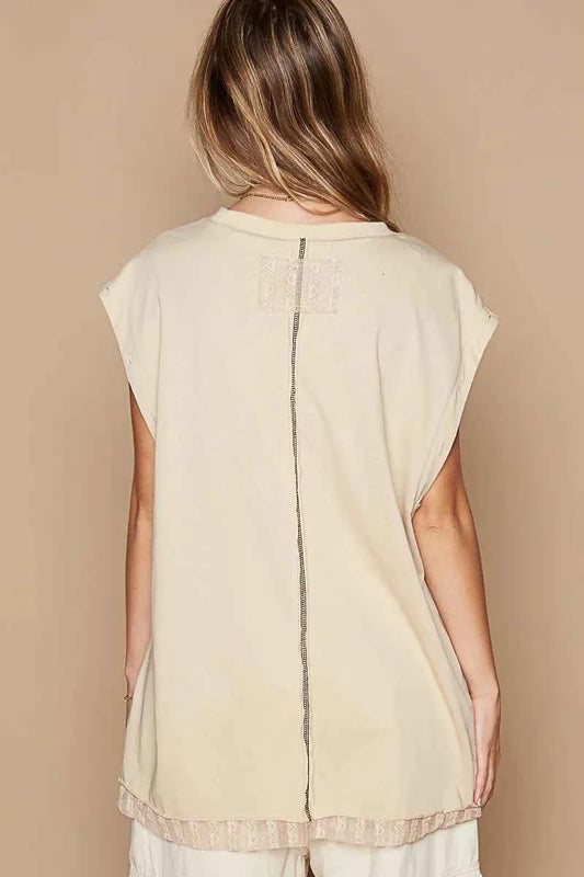 Star Patch Studded Sleeveless T-Shirt with Lace Hem 3a4ae136-3944-4f32-a3ed-f518e3b35540-Max-Origin