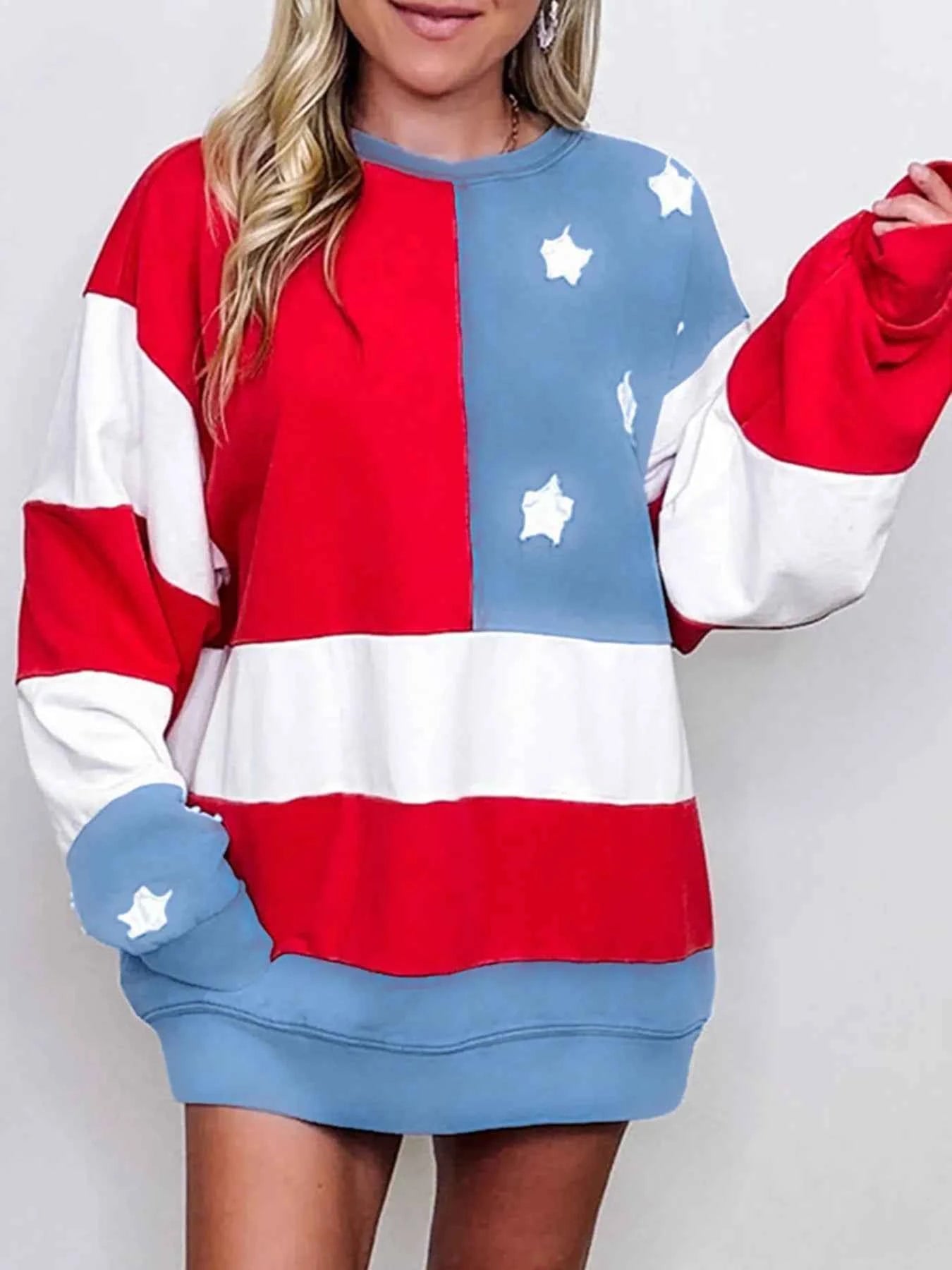 Multicolour American Flag Vintage Oversized Sweatshirt 3a4da9b3-144d-4d5d-b96a-f15e904c1ad1-Max-Origin