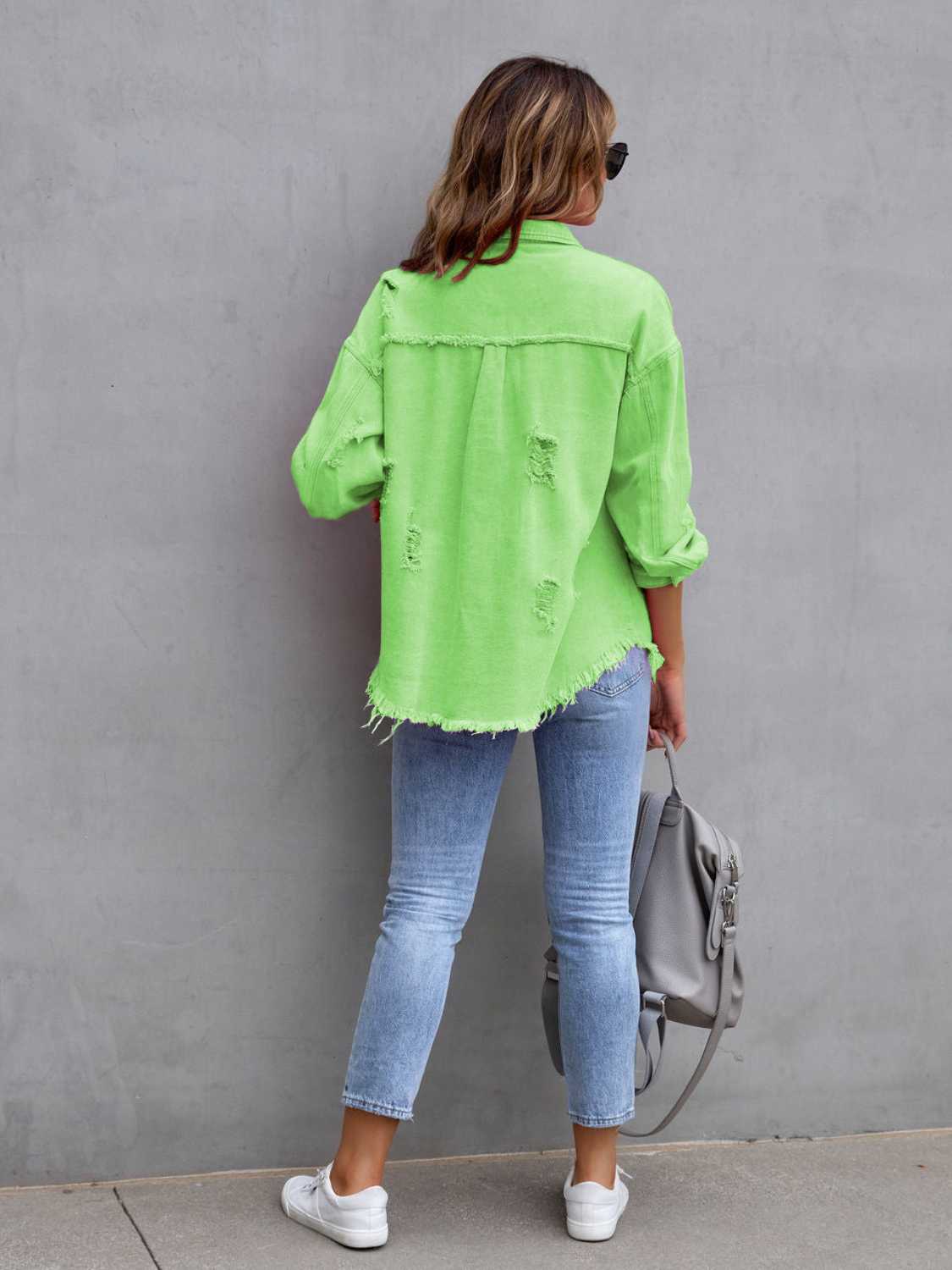 Distressed Drop Shoulder Denim Jacket 3a61d5705b204b5180f9c14cf82f62e2-Max