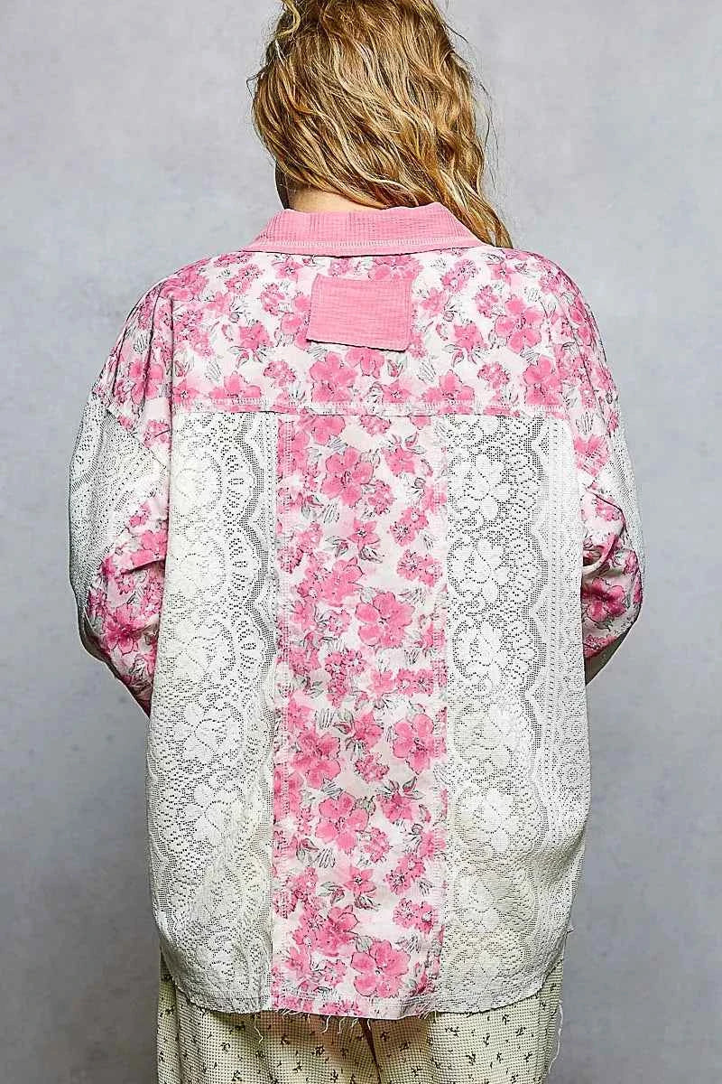 POL Floral Print Long Sleeve Lace Shirt with Front Pocket 3a6455a2-dfaa-4fcd-a5cd-402637049edb-Max-Origin