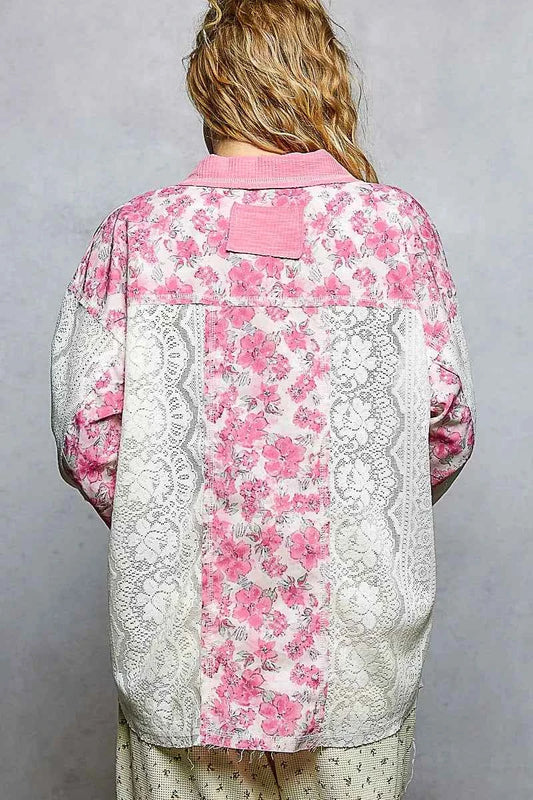 Floral Print Long Sleeve Lace Shirt with Front Pocket 3a6455a2-dfaa-4fcd-a5cd-402637049edb-Max-Origin