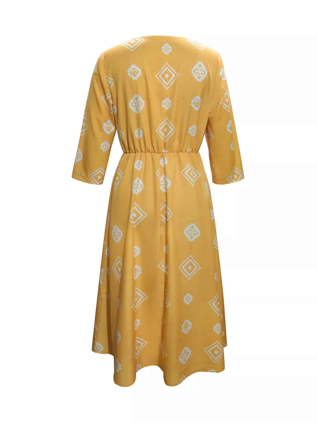 Notched 3/4 Sleeve Midi Dress 3a6e3681-7a18-4db8-8833-846c29790c95-Max-Origin