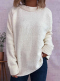 Round Neck Raglan Sleeve Sweater White One Size 3a9b029bb83244989e10b49b524a5557-Max-Origin