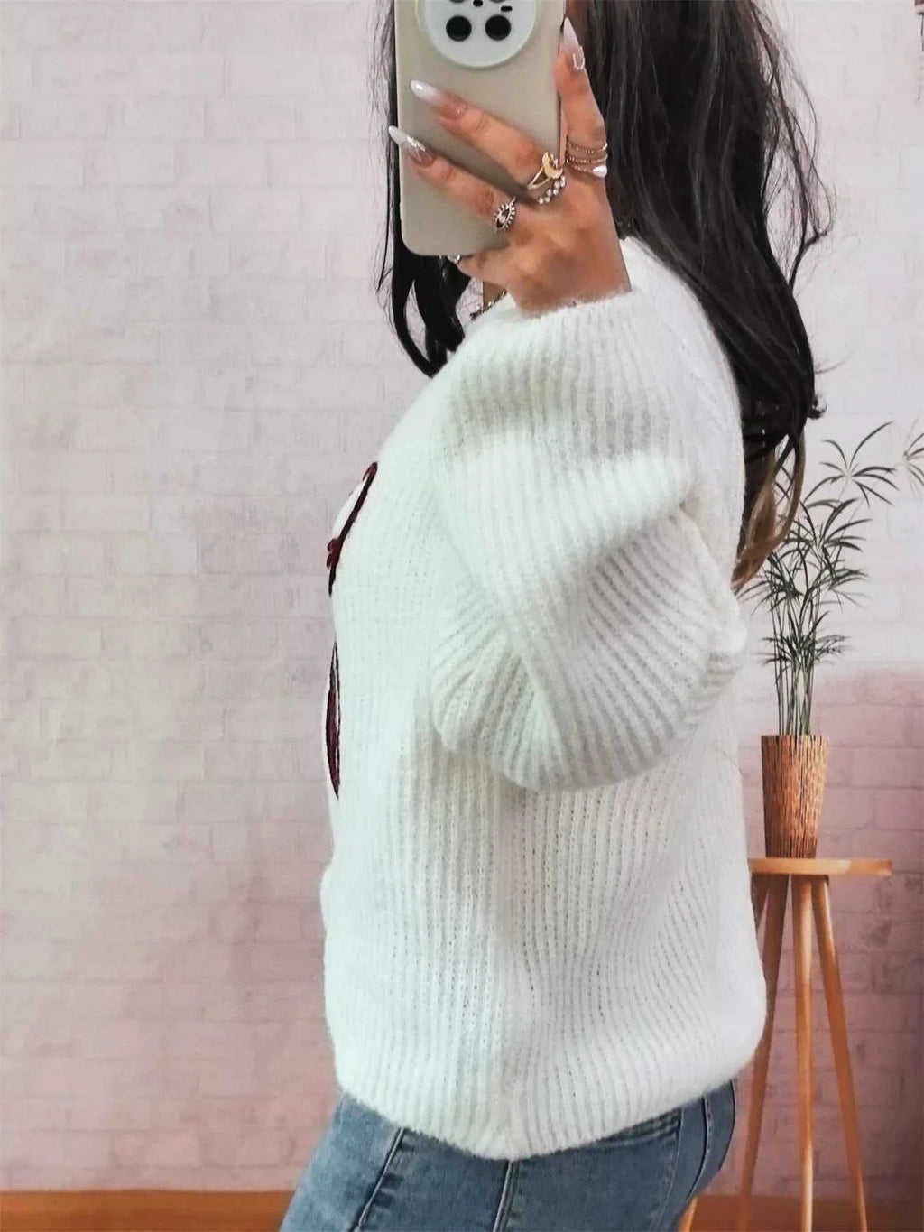 Bow Round Neck Long Sleeve Sweater 3aa9cb3bc1604454946170d0308c8499-Max-Origin