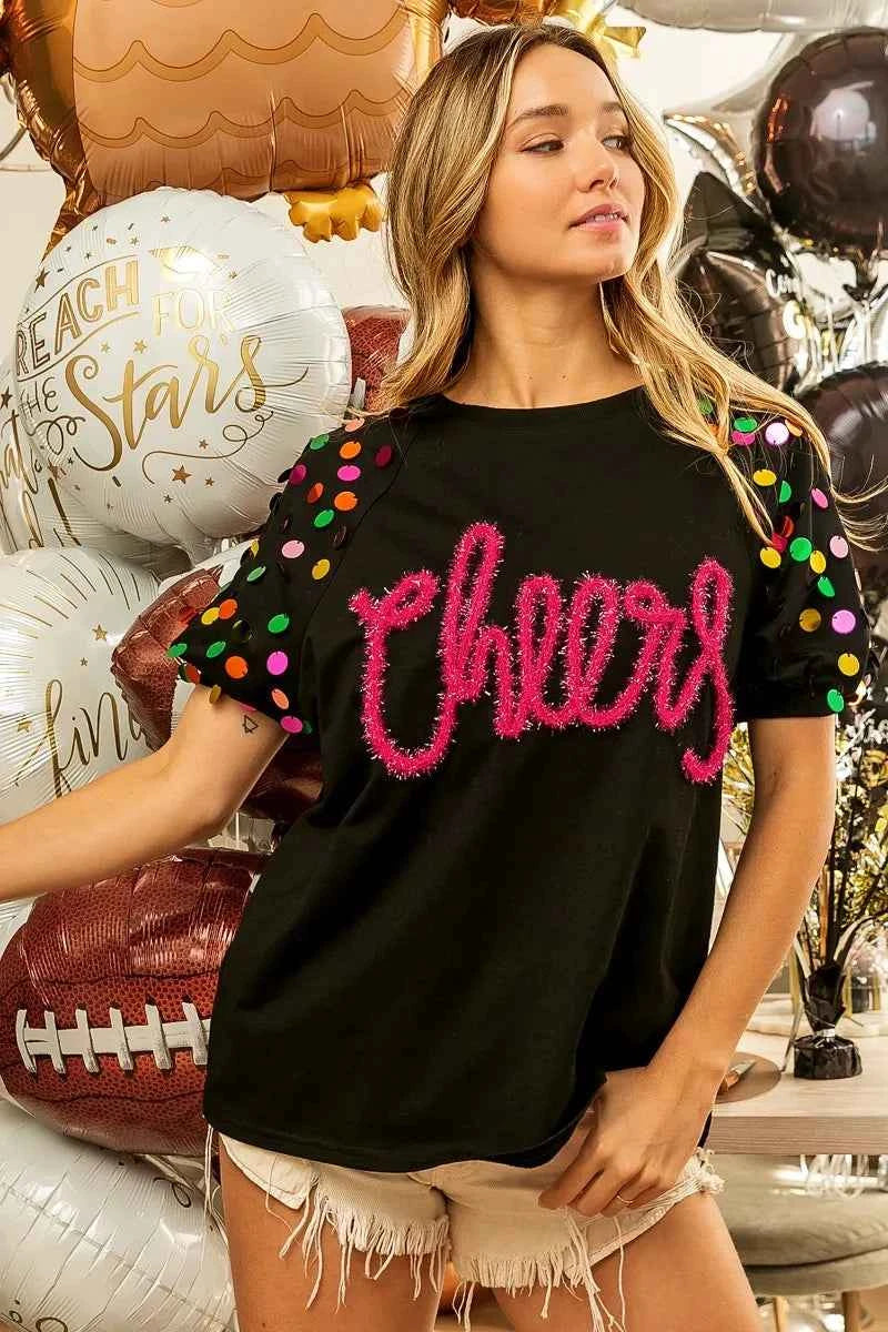 BiBi Metallic Letter Spangle Raglan Puff Sleeve Top 3aabacfcb8d94b0f8407463fbdaa6583-Max-Origin