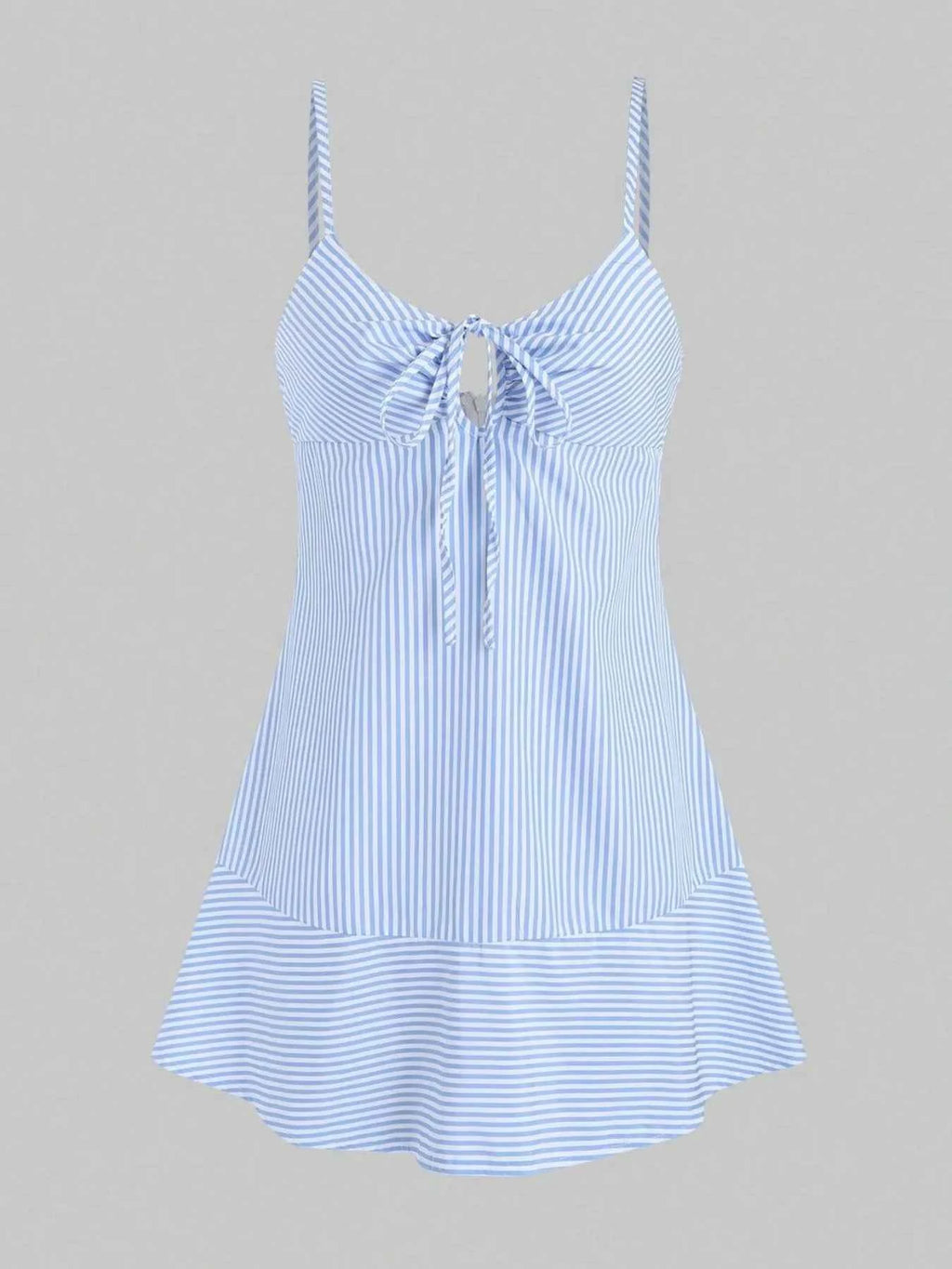 Striped Tie Front Cami Dress Sky Blue 3ab9fb8a-5510-467e-9198-f8e3727a5489-Max-Origin