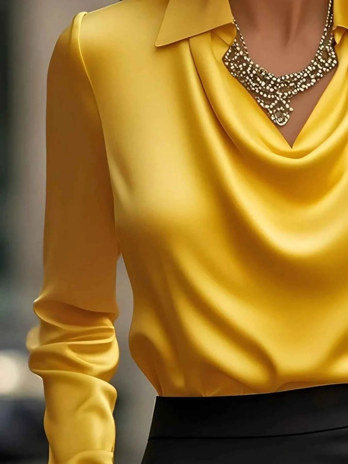 Satin Collar Long Sleeve Blouse 3abec0bb-9bd9-4417-9a11-c59473fa1048-Max-Origin