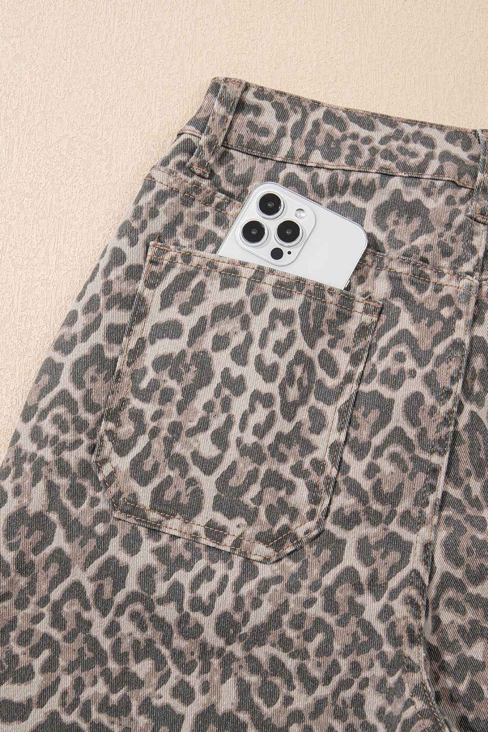 Brown Leopard High Waist Frayed Hem Jeans 3ac7899b07354dfe
