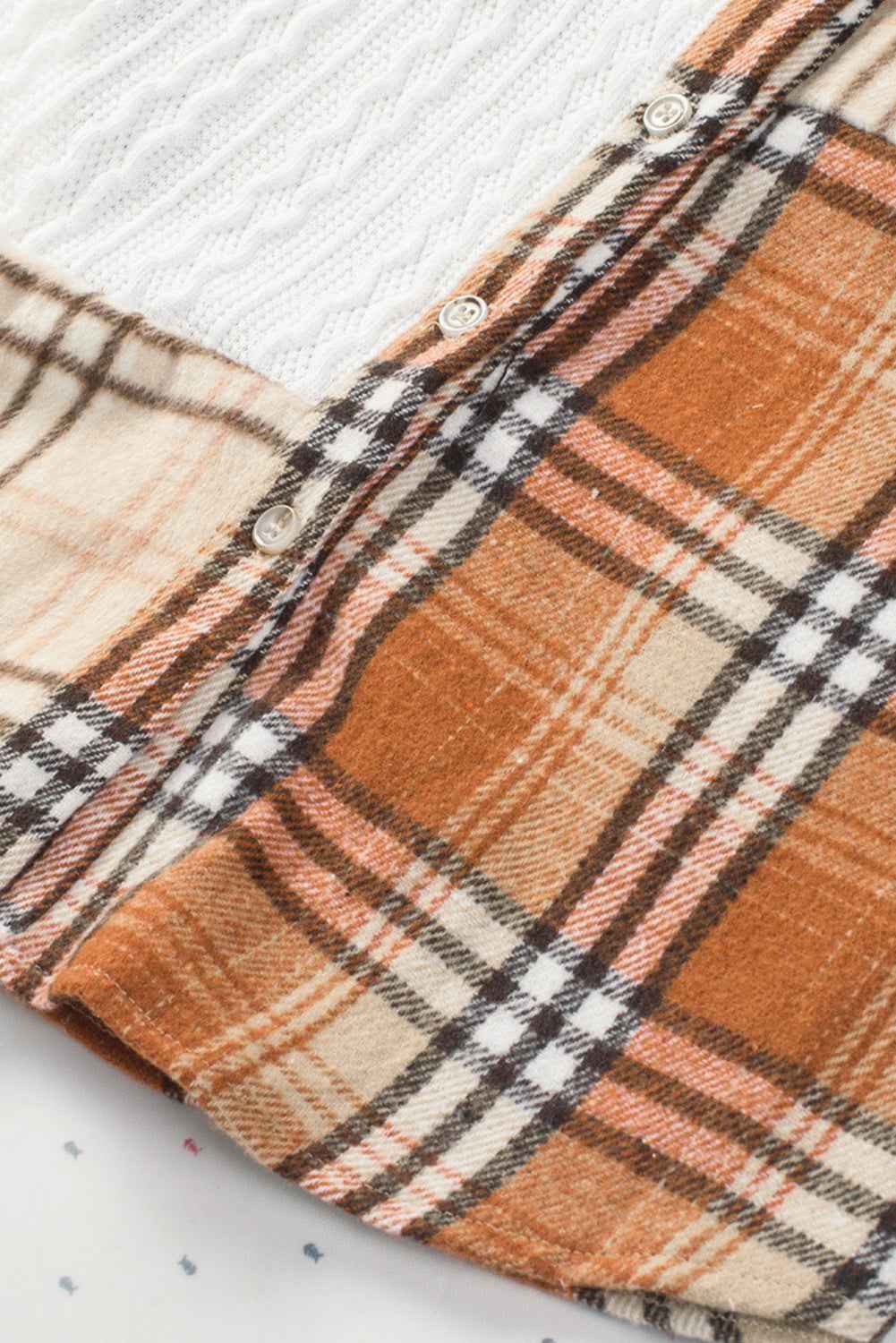 Orange Plaid Color Block Patchwork Pocket Shirt Shacket 3ad1a4c2da3af10d