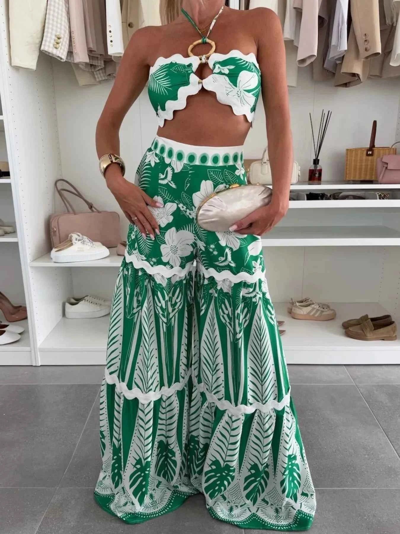 Printed Halter Neck Cami and Skirt Set Green 3ad7b16c-a231-4392-a104-6d0bd52bd86c-Max-Origin