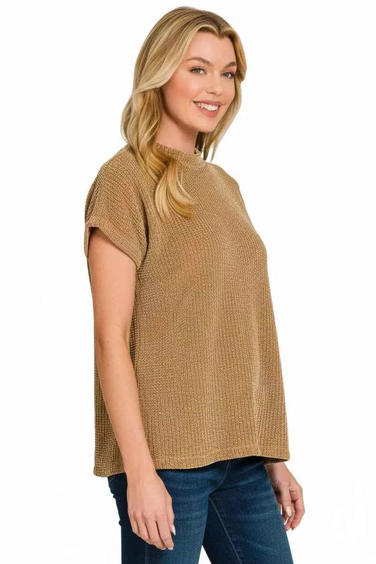 Zenana Chenille Waffle Cap Sleeve Sweater 3ade0eac-1433-4767-be71-155ee748db8b-Max-Origin