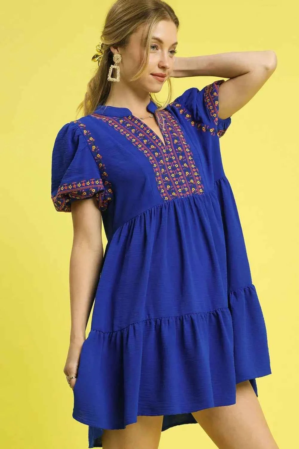 Umgee Floral Trim Puff Sleeve Mini Dress 3aeb8b71-361e-42df-9ec7-bc04d3b5b2a0-Max-Origin