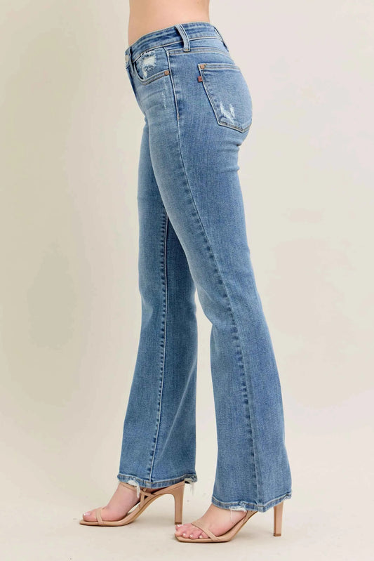 Full Size Mid Rise Wash Destroy Hem Bootcut Jeans Plus Size 3aebafe00a814795b93d1fe09db48c09-Max-Origin