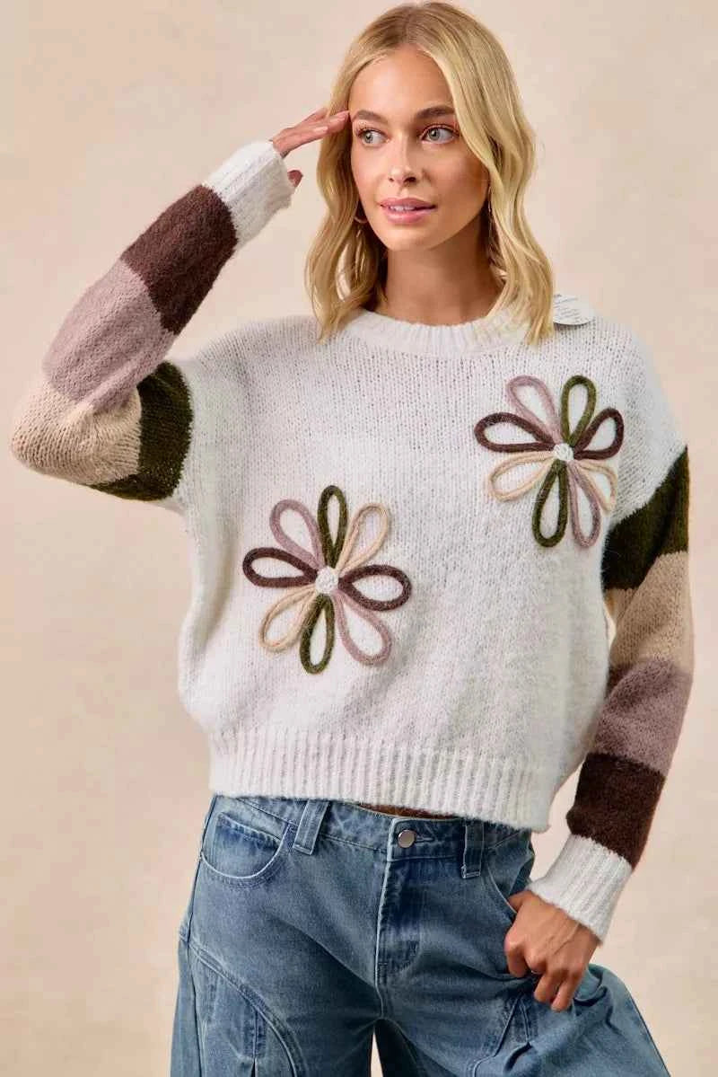 BiBi Flower Color Block Sweater 3af08b3bb79543dda457d23dacca1291-Max-Origin