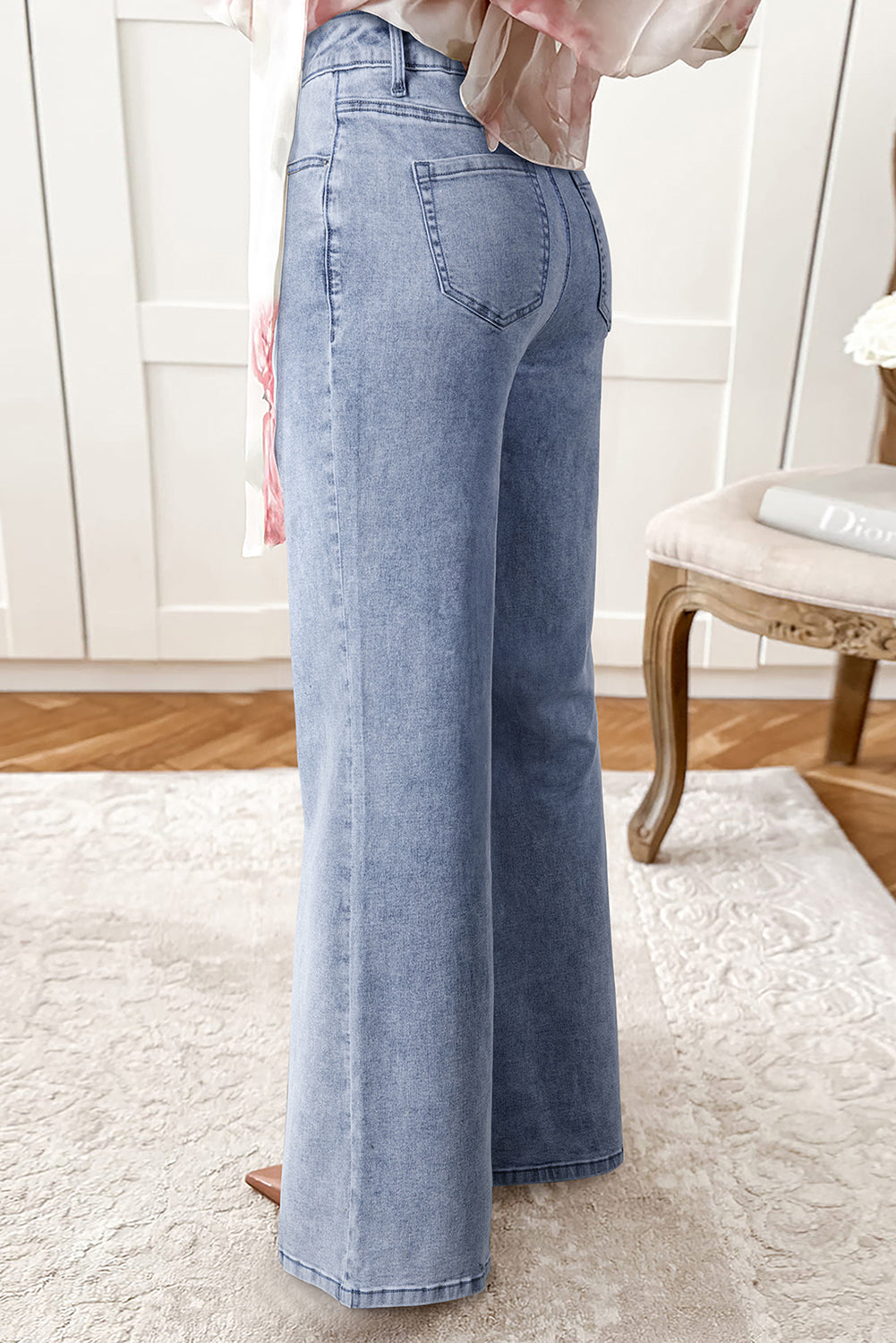 Beau Blue Button Zip High Waist Flared Hem Jeans 3afbf2912e8e612a