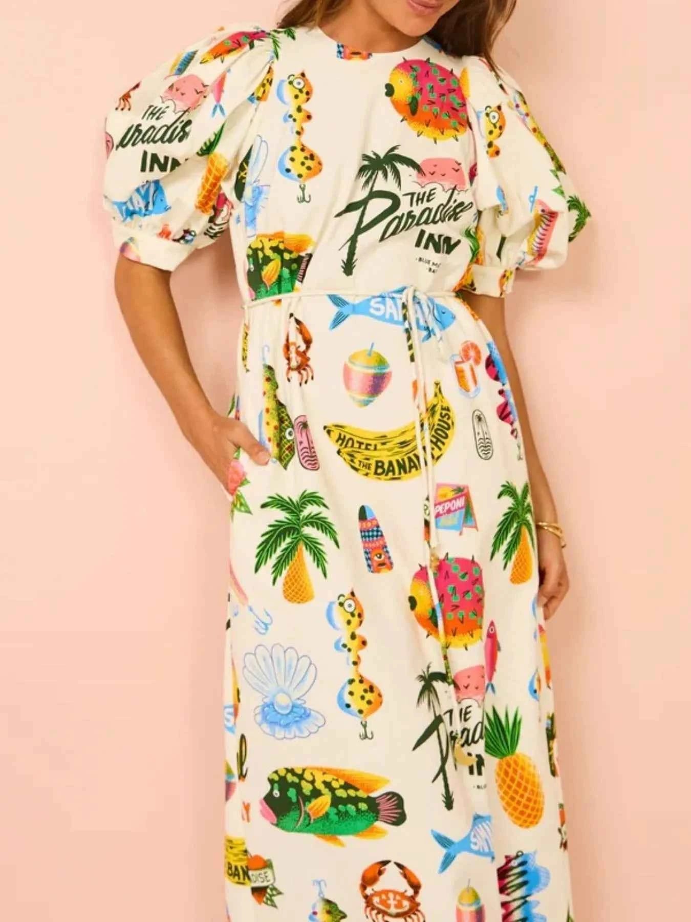 Printed Puff Sleeve Midi Dress 3b004c19-e29a-4ad1-b982-da5a983ca711-Max-Origin