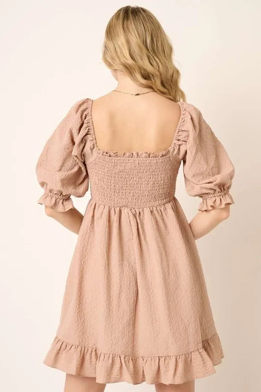 Mittoshop Smocked Ruffled Hem Half Sleeve Mini Dress 3b061f8b-b29d-4cea-83a4-06c4fdfa5772-Max