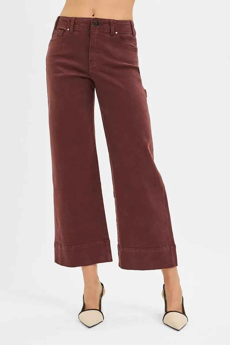 RISEN Tummy Control High Rise Crop Wide No Waist Band Pants CHOCO BROWN 3b15f79a-beca-4bfa-aae6-71fd131bcc90-Max-Origin