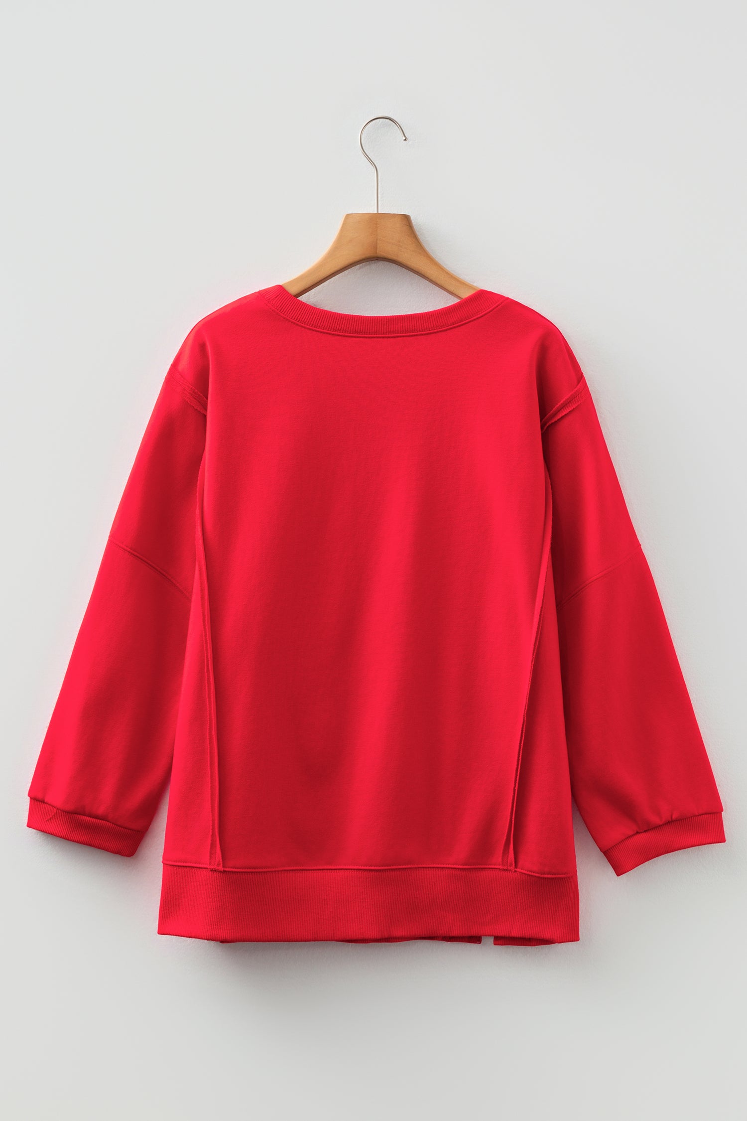 Pink Floral Bow Patched Exposed Seam Patchwork Slit Baggy Sweatshirt 3b3806e120f15720