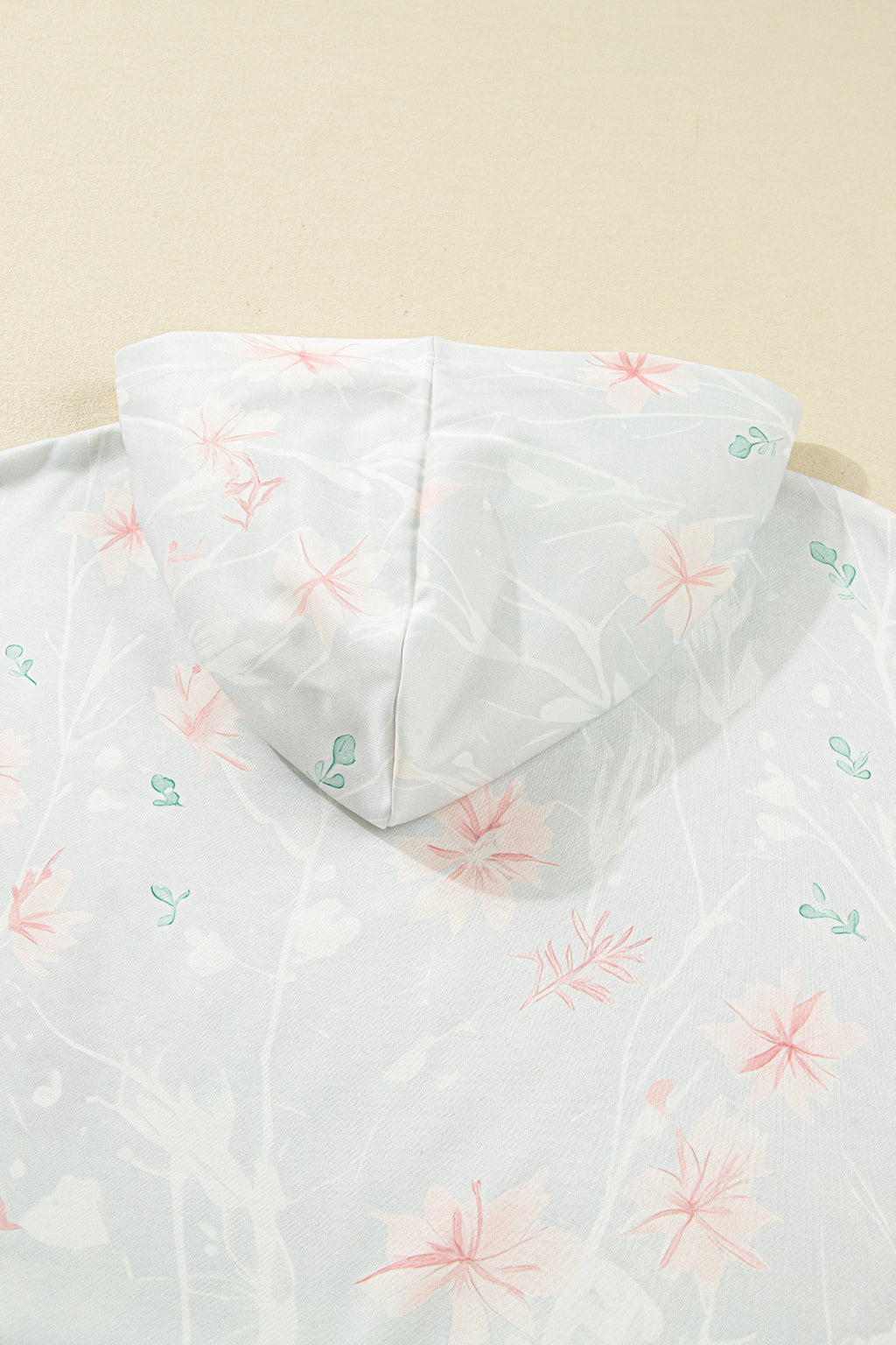 Gray Floral Print Plus Size Loose Hoodie 3b45041fc1a527ff