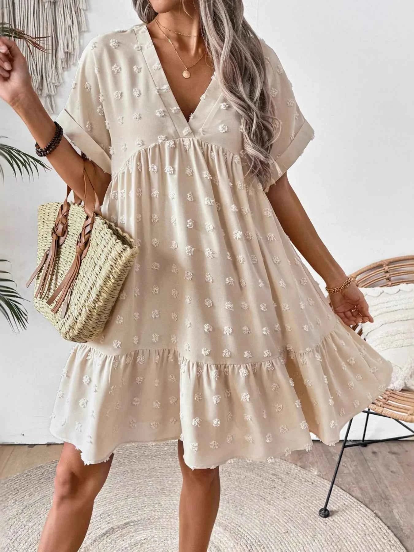 Ruffled Hem Swiss Dot Mini Dress 3b6ba60e93964ba9b78667ff5555f375-Max-Origin