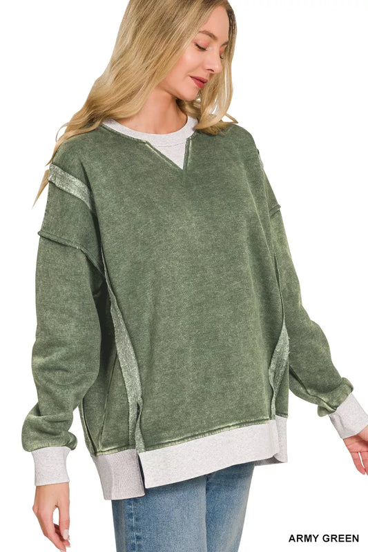 Fleece Acid Washed Contrast Trim Sweatshirt 3b6fcc29-e17a-40b6-8a94-2d98d4b3a4a1-Max-Origin