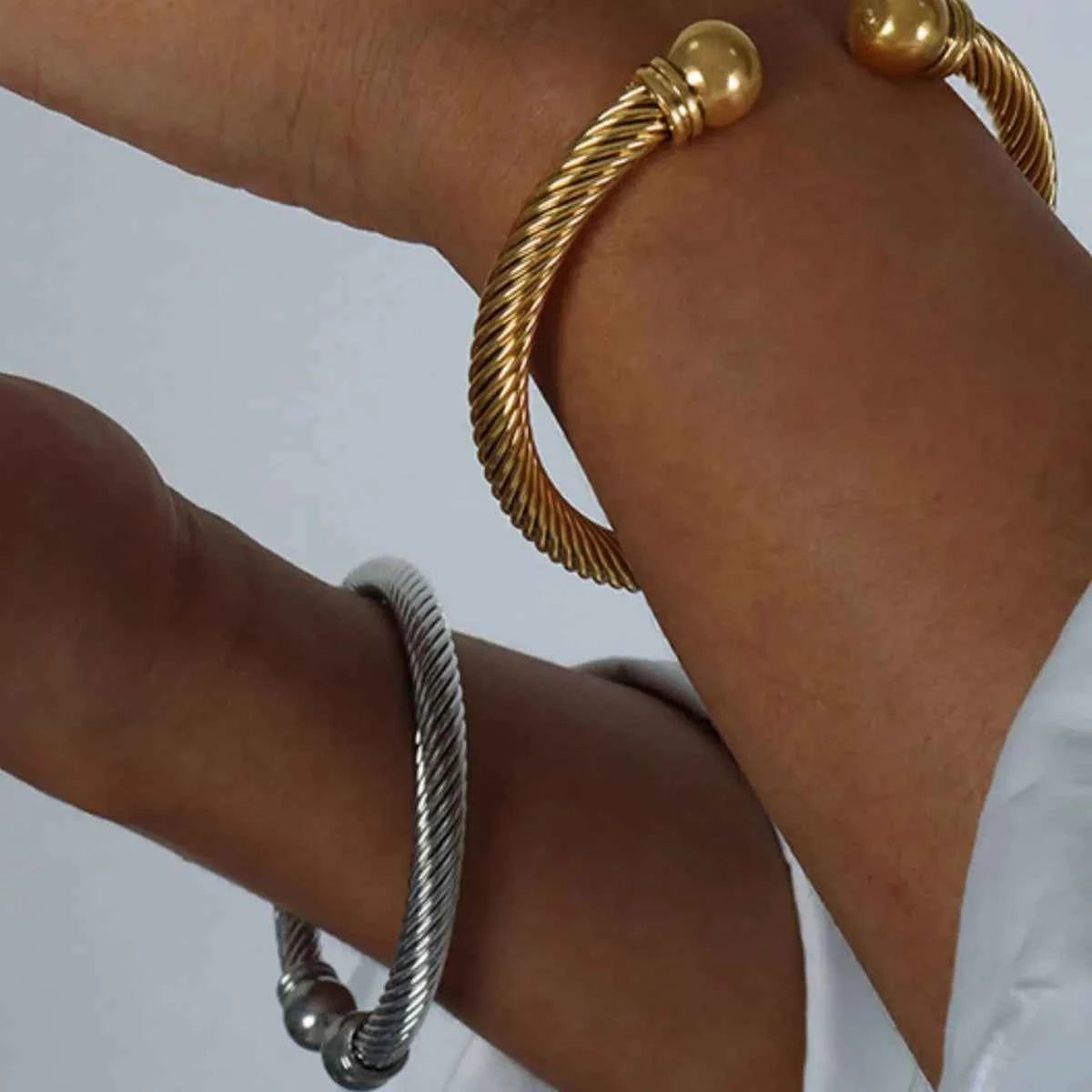 Stainless Steel Twisted Cable Cuff Bracelet 3b7e903a-ed32-488e-8f4f-32ae48a541c2-Max-Origin