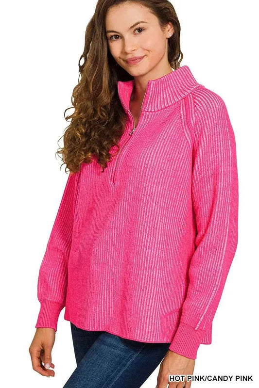 Ribbed Two Tone Half Zip Sweater 3b82df56d0184cfa8ef34700bb0eaf42-Max-Origin