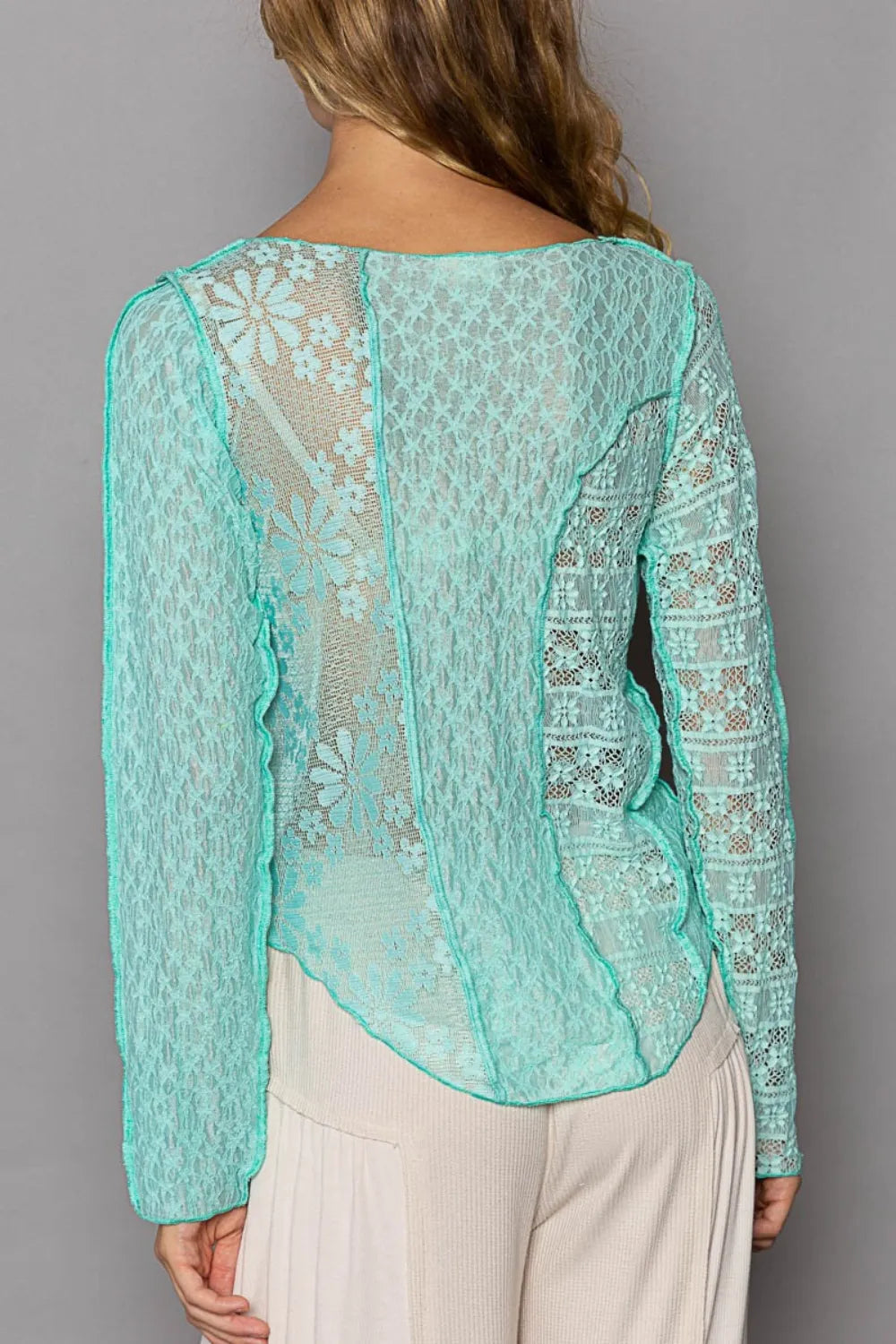 POL Exposed Seam Long Sleeve Lace Knit Top 3b82f5bd-4dcb-466a-9f1c-a6ae379df20d-Max