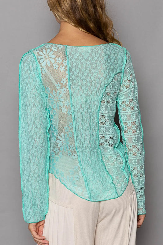 POL Exposed Seam Long Sleeve Lace Knit Top 3b82f5bd-4dcb-466a-9f1c-a6ae379df20d-Max