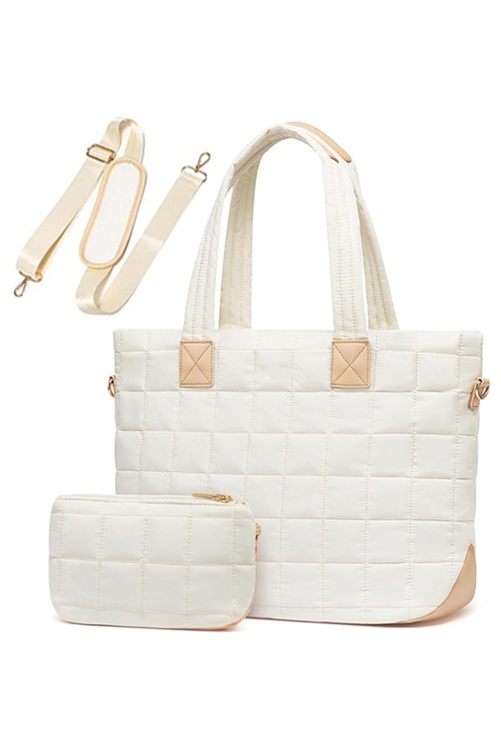 Black Quilted Patchwork Large Tote Bag and Clutch 2pcs Set 3b8426dc38422dbf