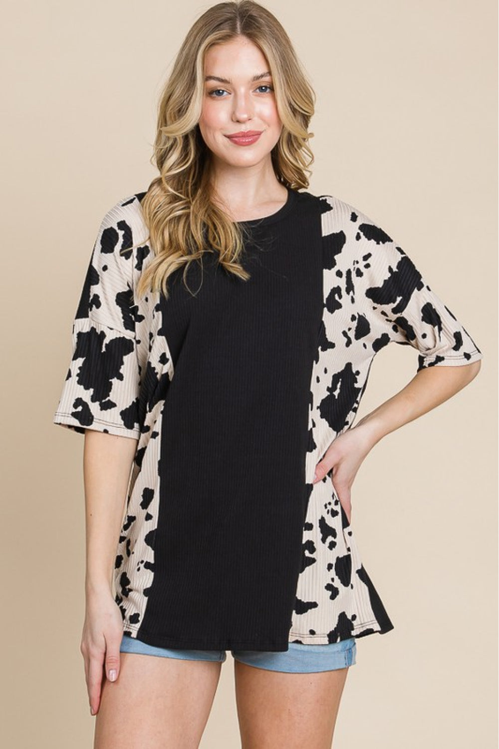 BOMBOM Rodeo Love Ribbed Animal Contrast Tee 3b8464002d6745e6a23cf9da106956dd-Max
