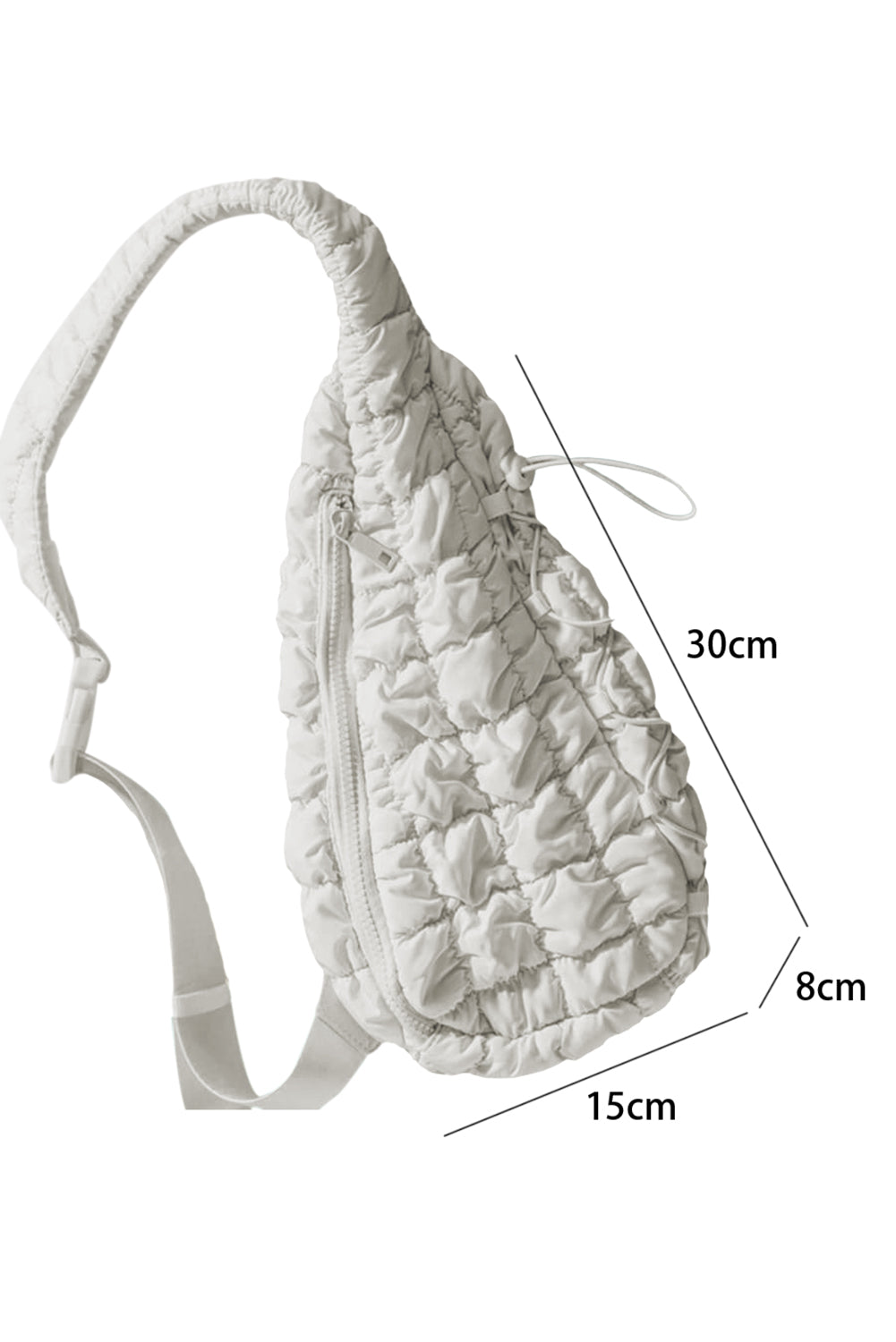 White Marshmallow Quilted Drawstring Decor Sling Bag White ONE SIZE 100%Polyester 3b86d820ea61744b