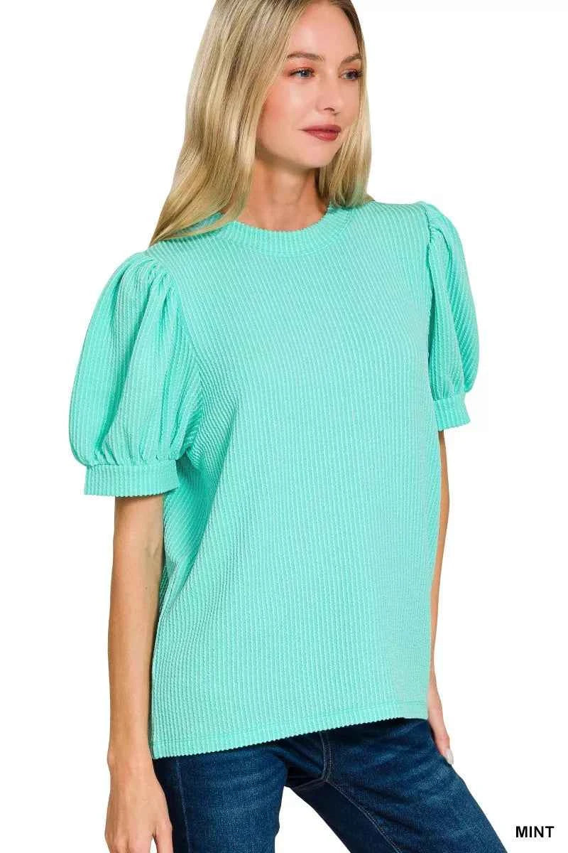 Zenana Raised Rib Puff Sleeve Top 3b996a6806524b688fc3bf094b587f2d-Max-Origin