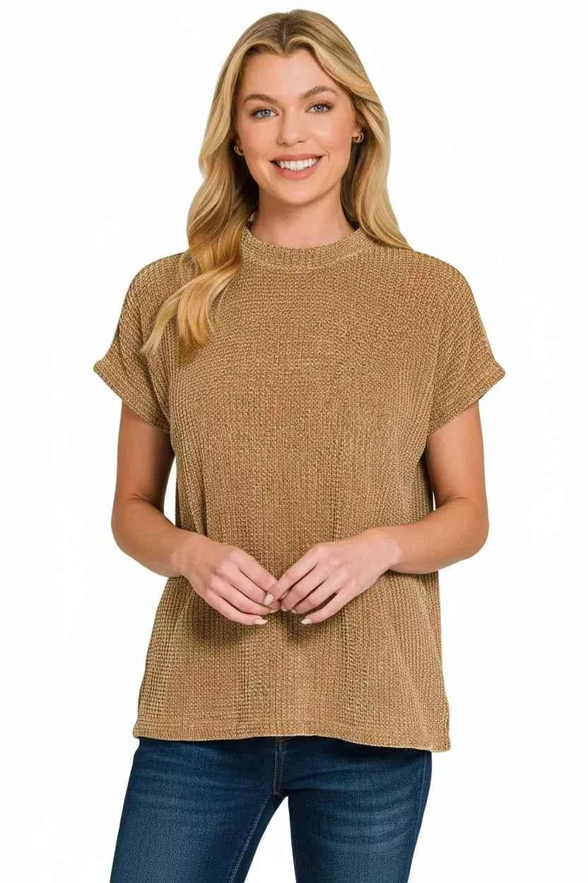 Zenana Chenille Waffle Cap Sleeve Sweater 3ba66bad-304e-4700-821e-4e7983654617-Max-Origin
