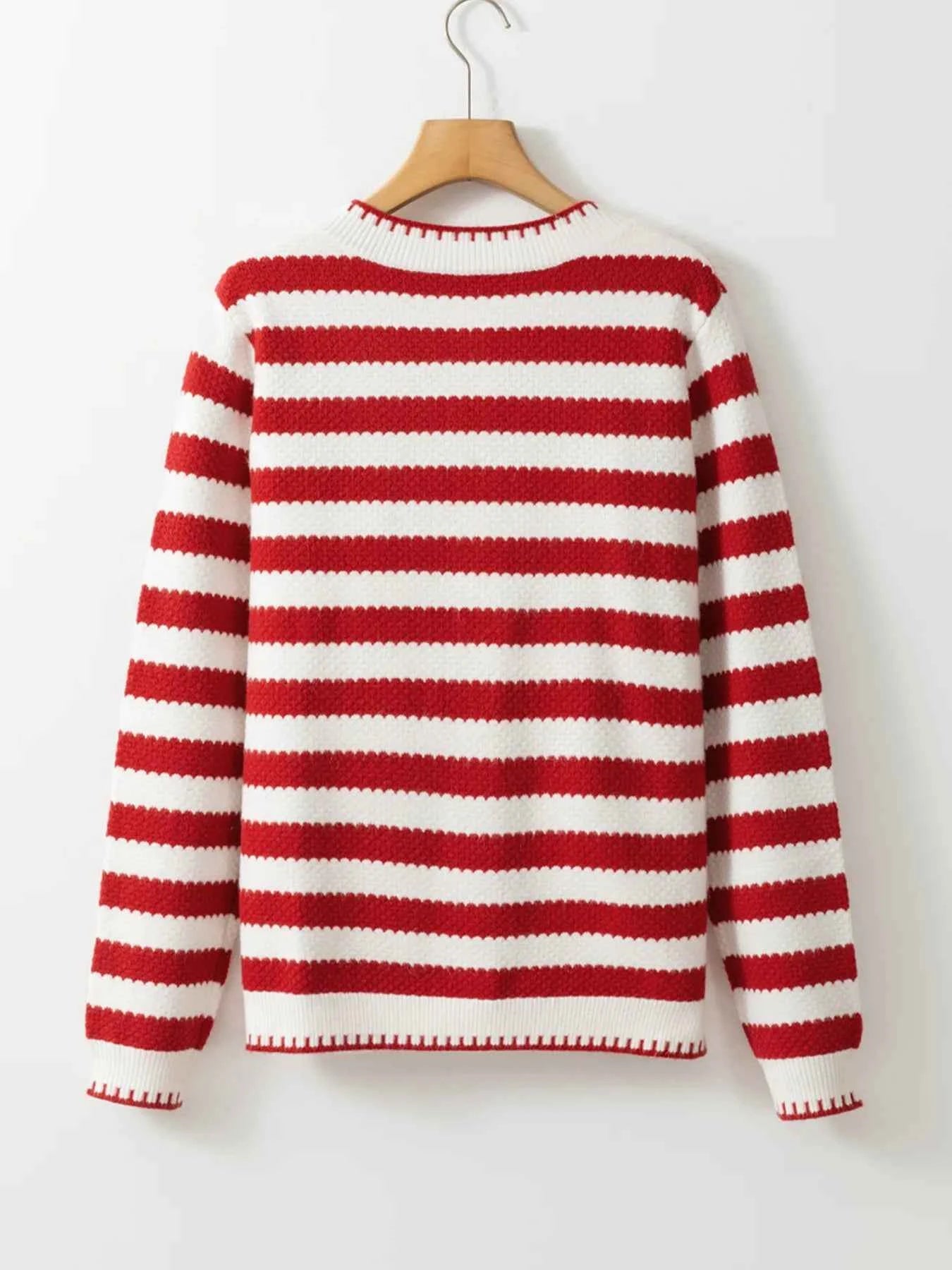 Button Down Striped Long Sleeve Cardigan 3ba74a2d708e46598096cb3bf0922859-Max-Origin