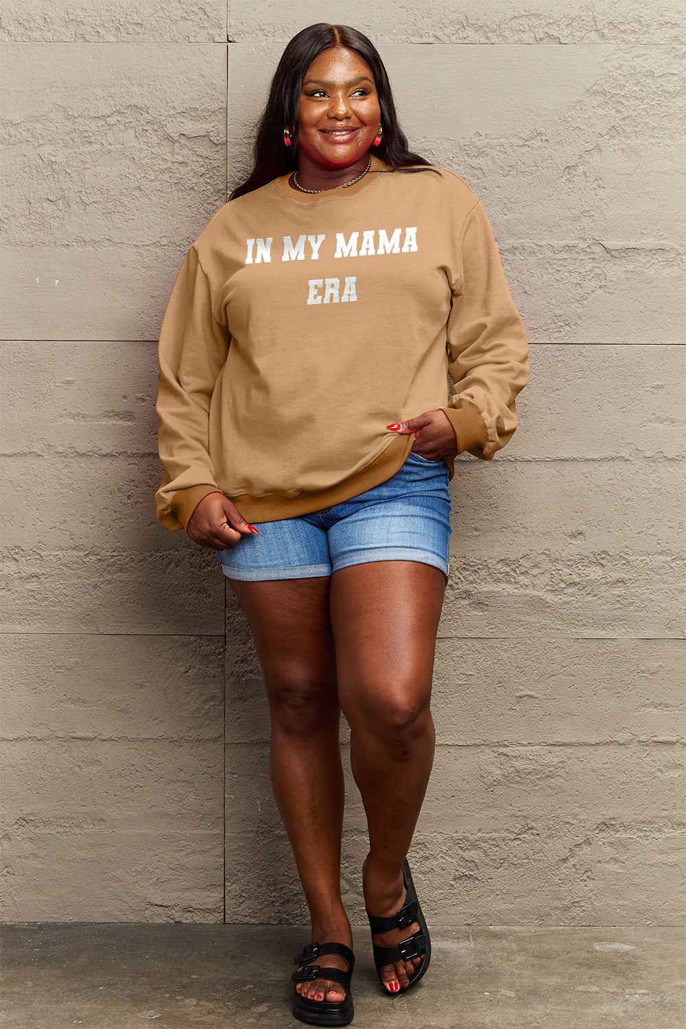 Simply Love Full Size IN MY MAMA EAR Graphic Sweatshirt 3baff79facf24824b601c4539469d1d4-Max