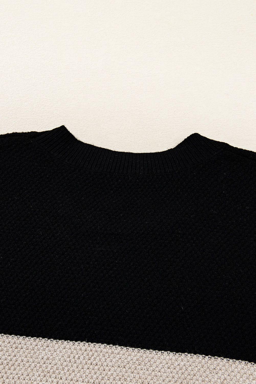 Dark Brown Colorblock Striped Sleeve Detail Knit Sweater 3bc077700dfbd567