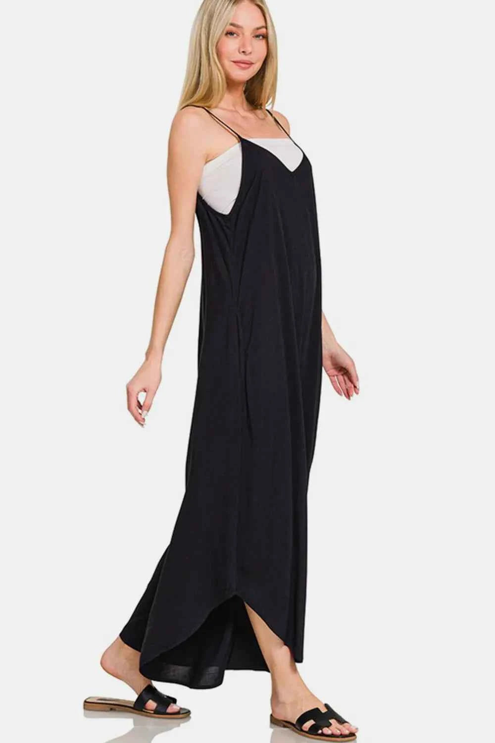 Zenana Spaghetti Strap Wide Leg Overalls with Pockets 3bde2f0b-148b-462e-ac8d-11c84c2c2f2f-Max